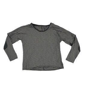 Toad&Co Womens Striped Long Sleeve T-Shirt Organic Cotton Grey White Eco Large